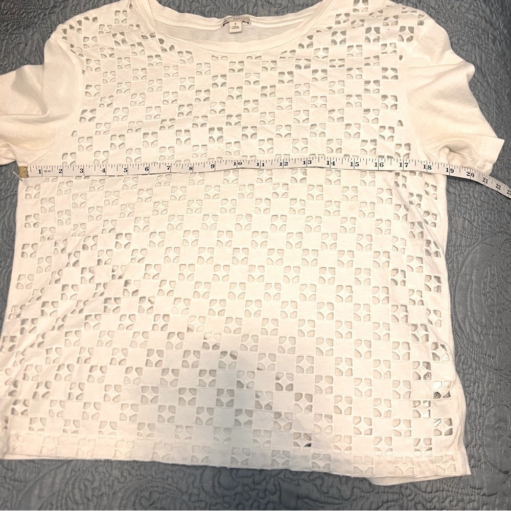 Gap White Eyelet Top Cotton Size Small Women’s Boho Cottagecore Lace - Picture 3 of 3